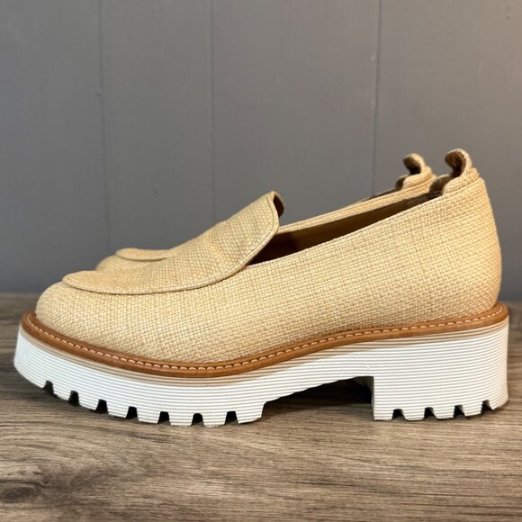 M. Gemi Raffia Lug Sole Loafers Woven Fabric Chunky Rubber Sole Sz 38 US 7.5 - Picture 4 of 8